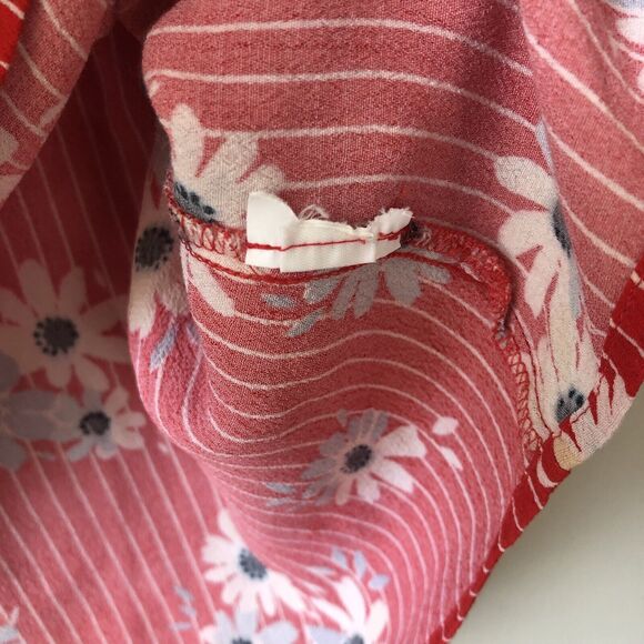 Madewell Top Womens XS Floral Stripe Cropped Boxy Oversized Keyhole Back Boho - Picture 7 of 10